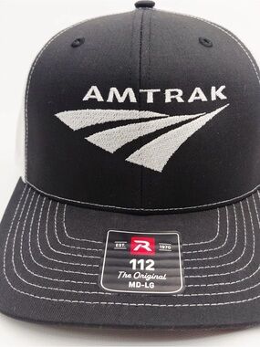 Amtrak Train Black & White Richardson 112 Mesh Snapback Hat Cap
